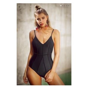 Black one piece bathing suit